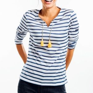 Saint James long sleeve striped tee with tassels